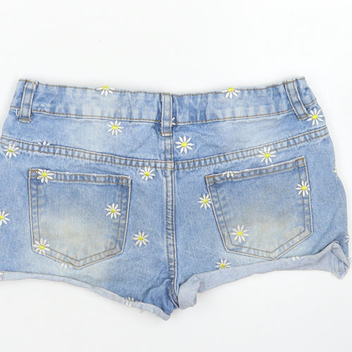 Denim Co Girls Blue Floral Cotton Hot Pants Shorts Size 12-13 Years  Regular Buckle