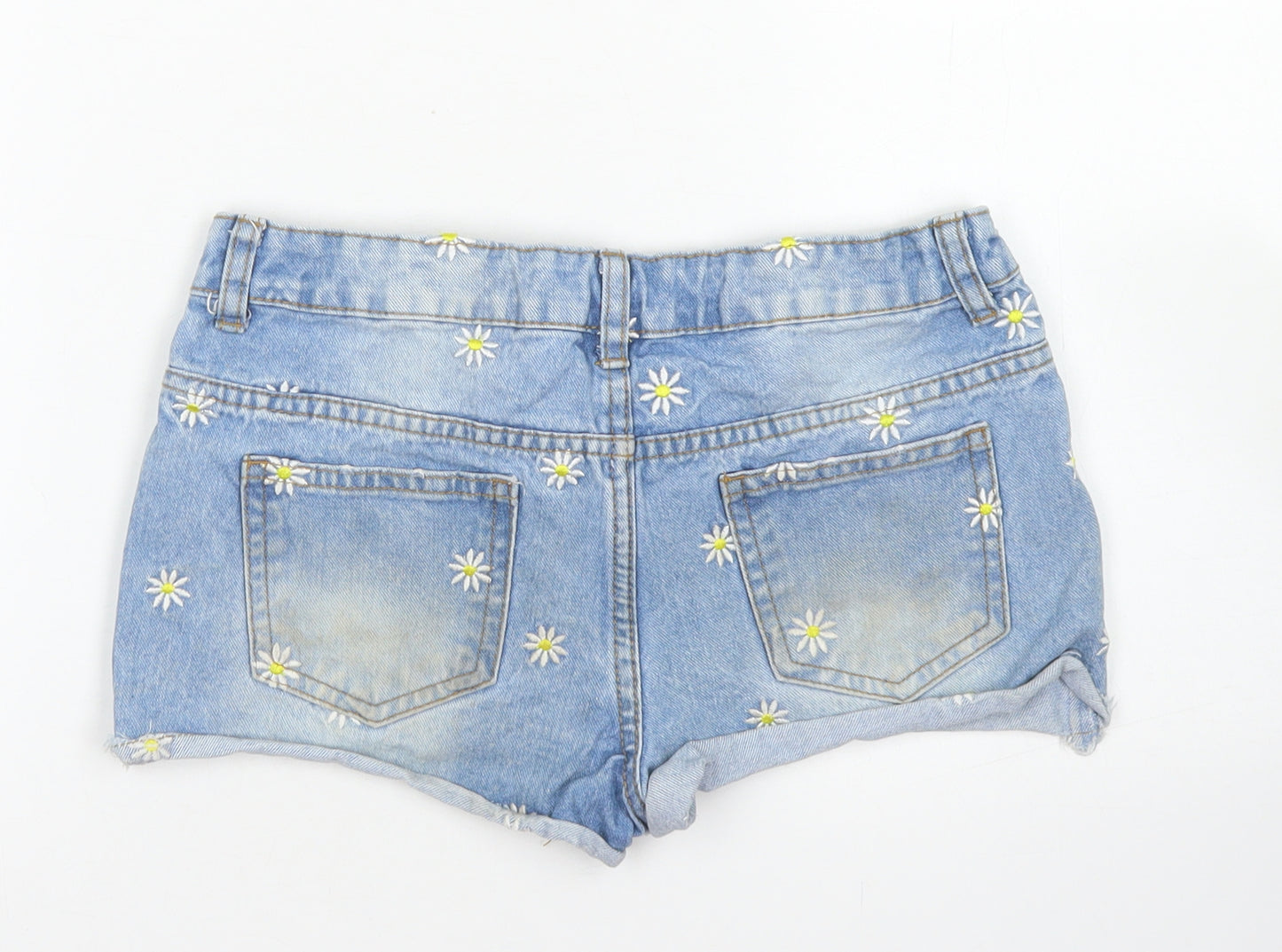 Denim Co Girls Blue Floral Cotton Hot Pants Shorts Size 12-13 Years  Regular Buckle