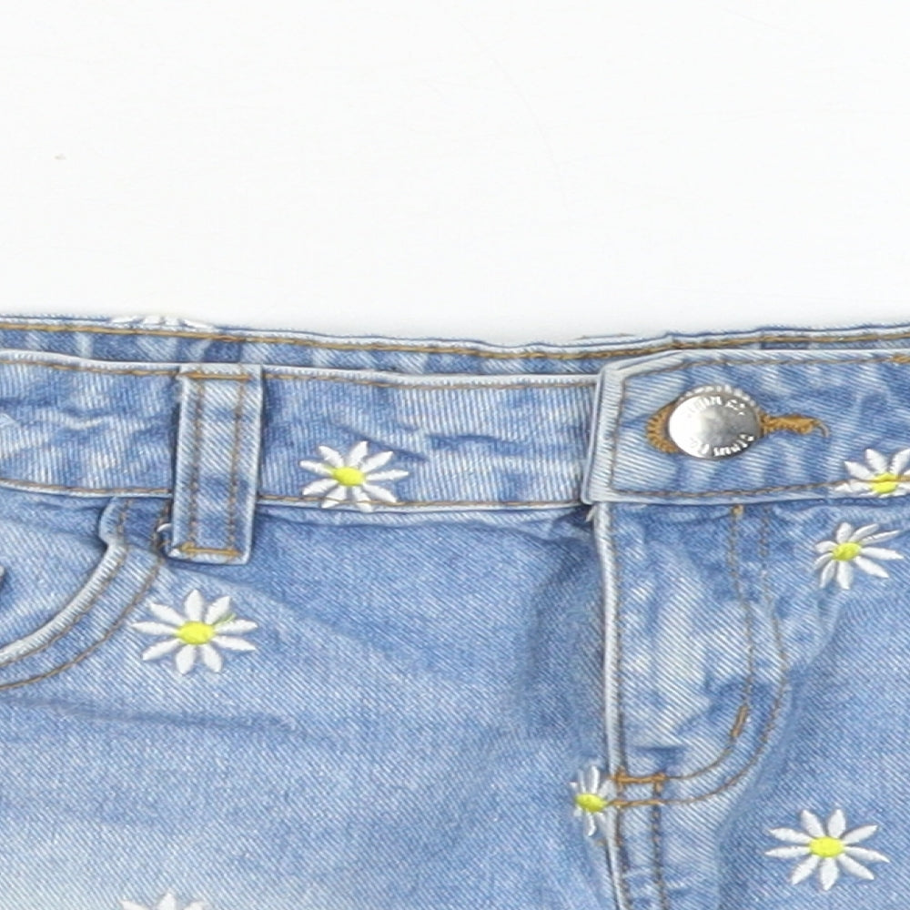 Denim Co Girls Blue Floral Cotton Hot Pants Shorts Size 12-13 Years  Regular Buckle