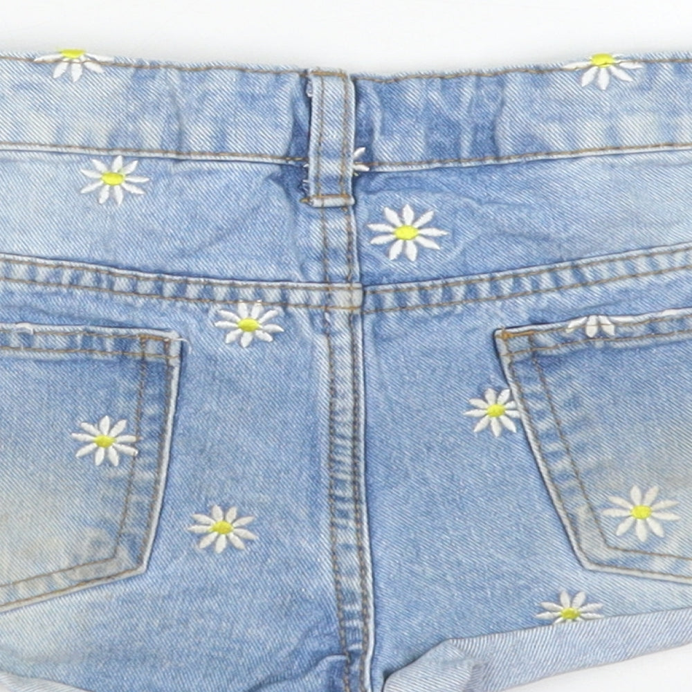 Denim Co Girls Blue Floral Cotton Hot Pants Shorts Size 12-13 Years  Regular Buckle