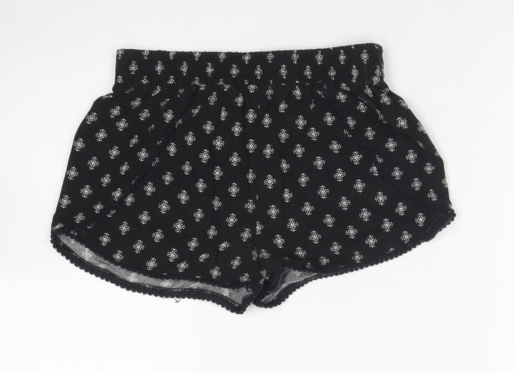 915 Generation Girls Black Paisley Cotton Mom Shorts Size 9 Years Regular