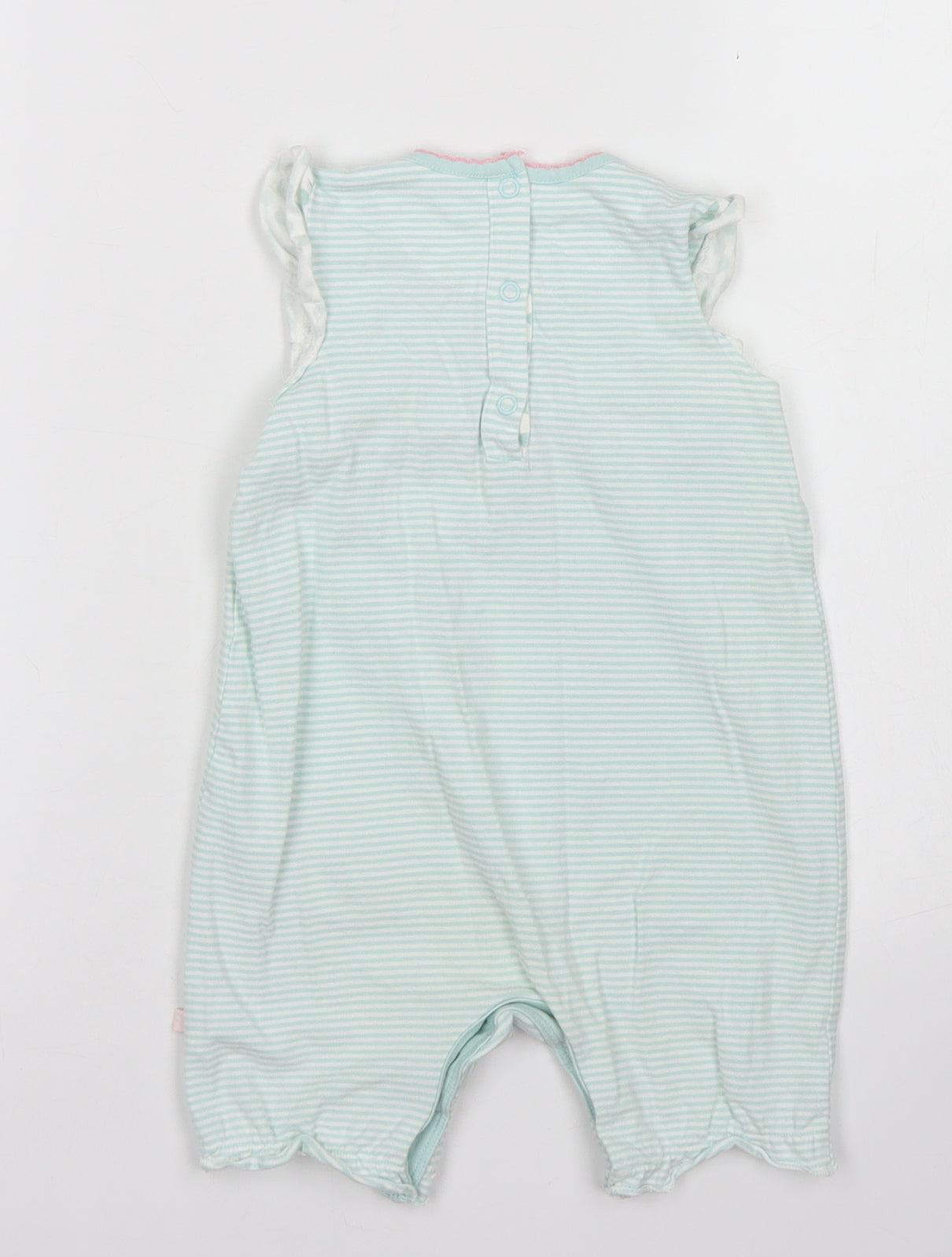 Mothercare Girls Blue Striped Cotton Romper One-Piece Size 9-12 Months  Snap