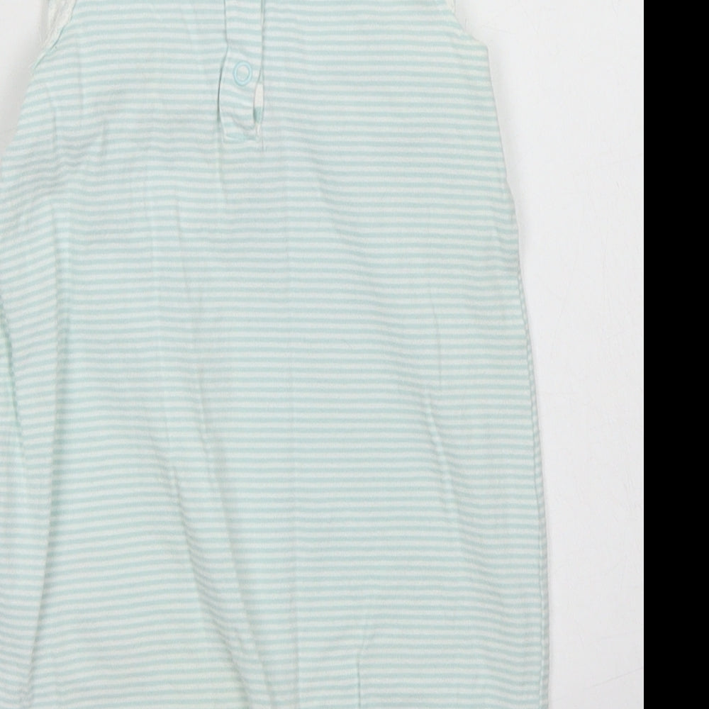 Mothercare Girls Blue Striped Cotton Romper One-Piece Size 9-12 Months  Snap
