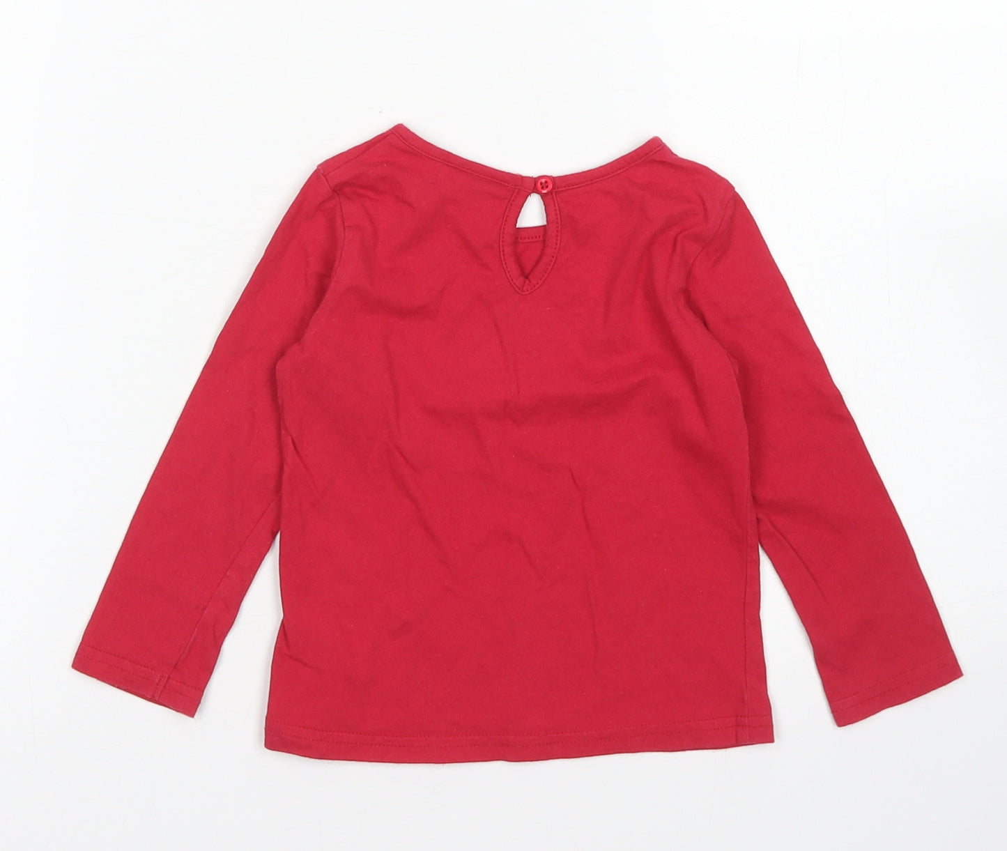 NEXT Girls Pink  Cotton Basic T-Shirt Size 12-18 Months Crew Neck Button