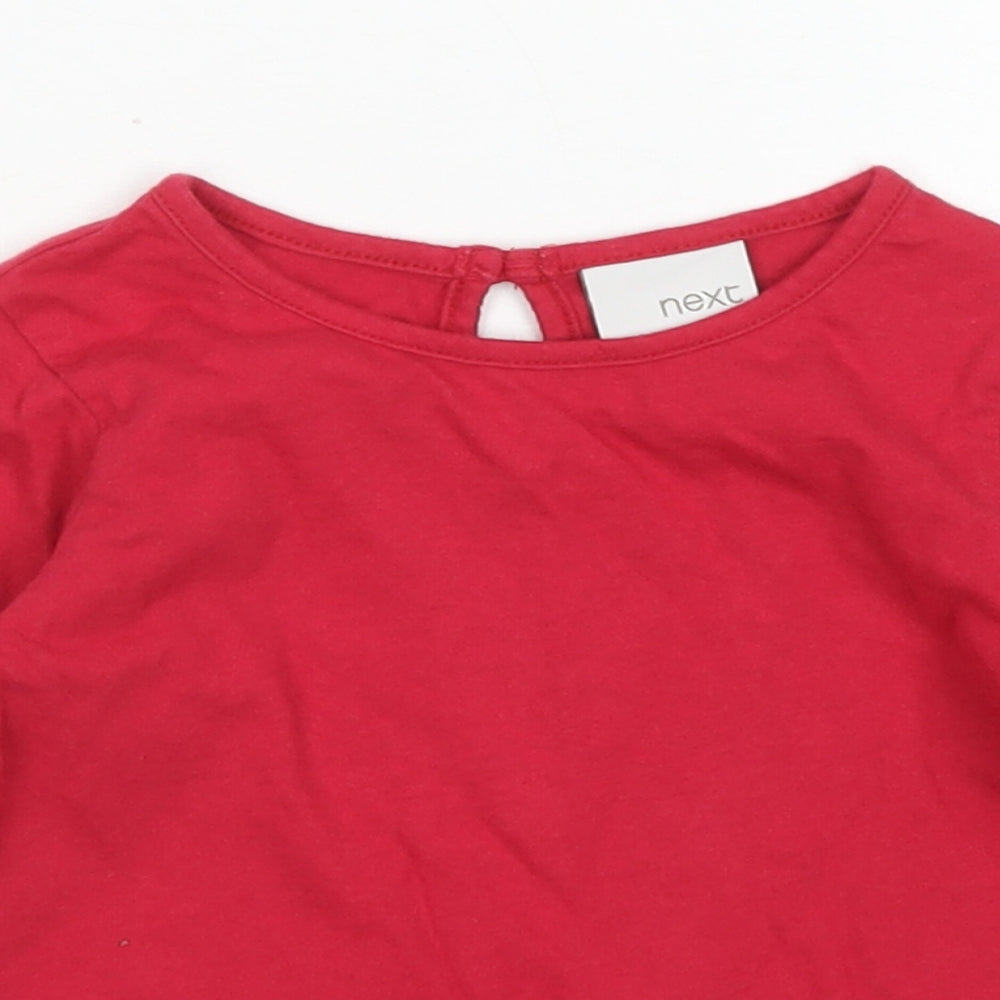 NEXT Girls Pink  Cotton Basic T-Shirt Size 12-18 Months Crew Neck Button