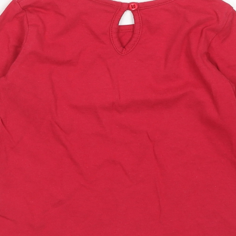 NEXT Girls Pink  Cotton Basic T-Shirt Size 12-18 Months Crew Neck Button