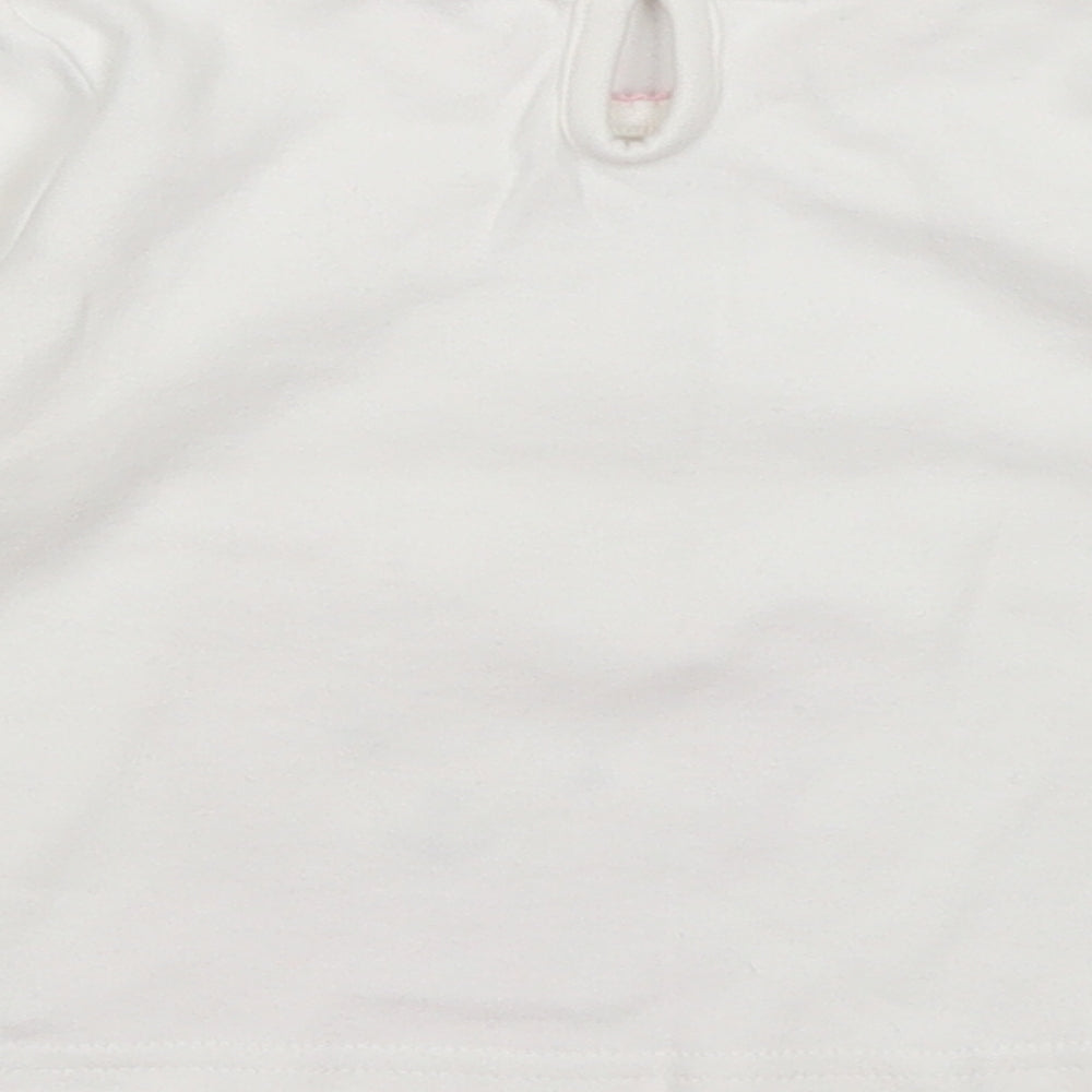 George Girls White  Cotton Basic T-Shirt Size 12-18 Months Crew Neck Button - Teddy Bear