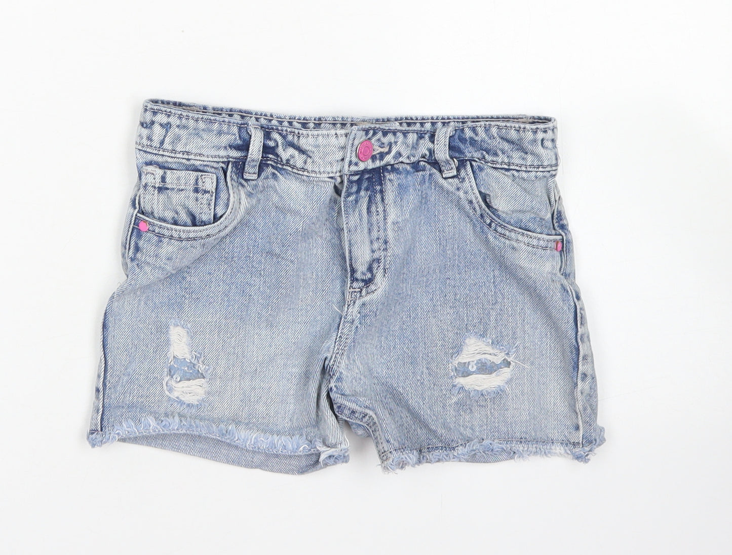 TU Girls Blue  Cotton Hot Pants Shorts Size 9 Years  Regular  - Distressed