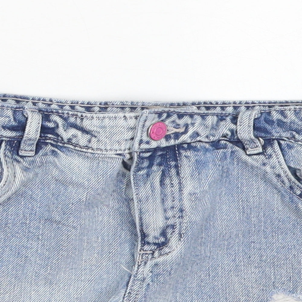 TU Girls Blue  Cotton Hot Pants Shorts Size 9 Years  Regular  - Distressed