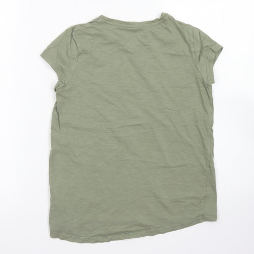 H&M Girls Green  Cotton Basic T-Shirt Size 8-9 Years Crew Neck