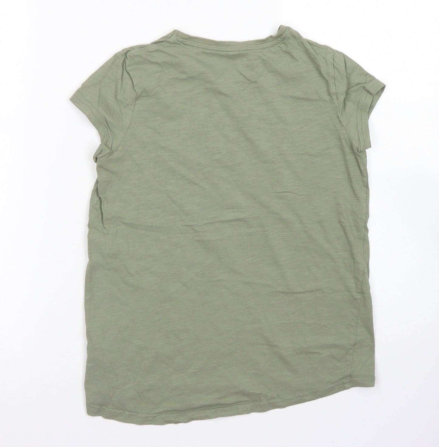 H&M Girls Green  Cotton Basic T-Shirt Size 8-9 Years Crew Neck