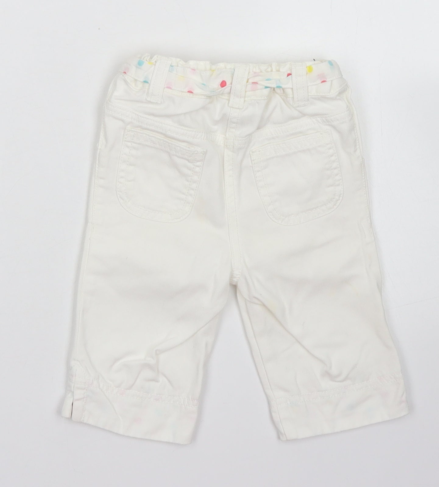 NEXT Girls White  Cotton Cropped Jeans Size 12-18 Months  Button