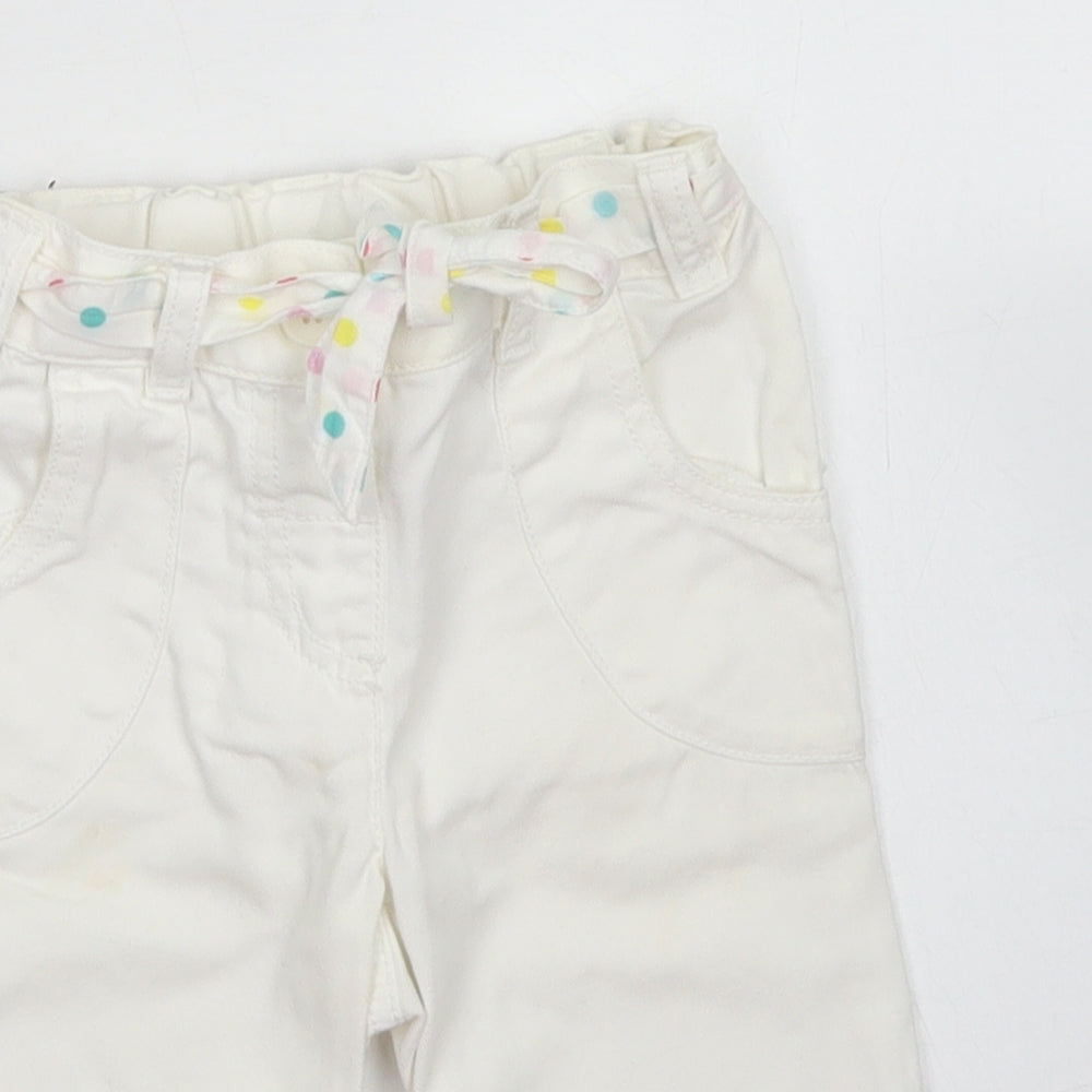 NEXT Girls White  Cotton Cropped Jeans Size 12-18 Months  Button