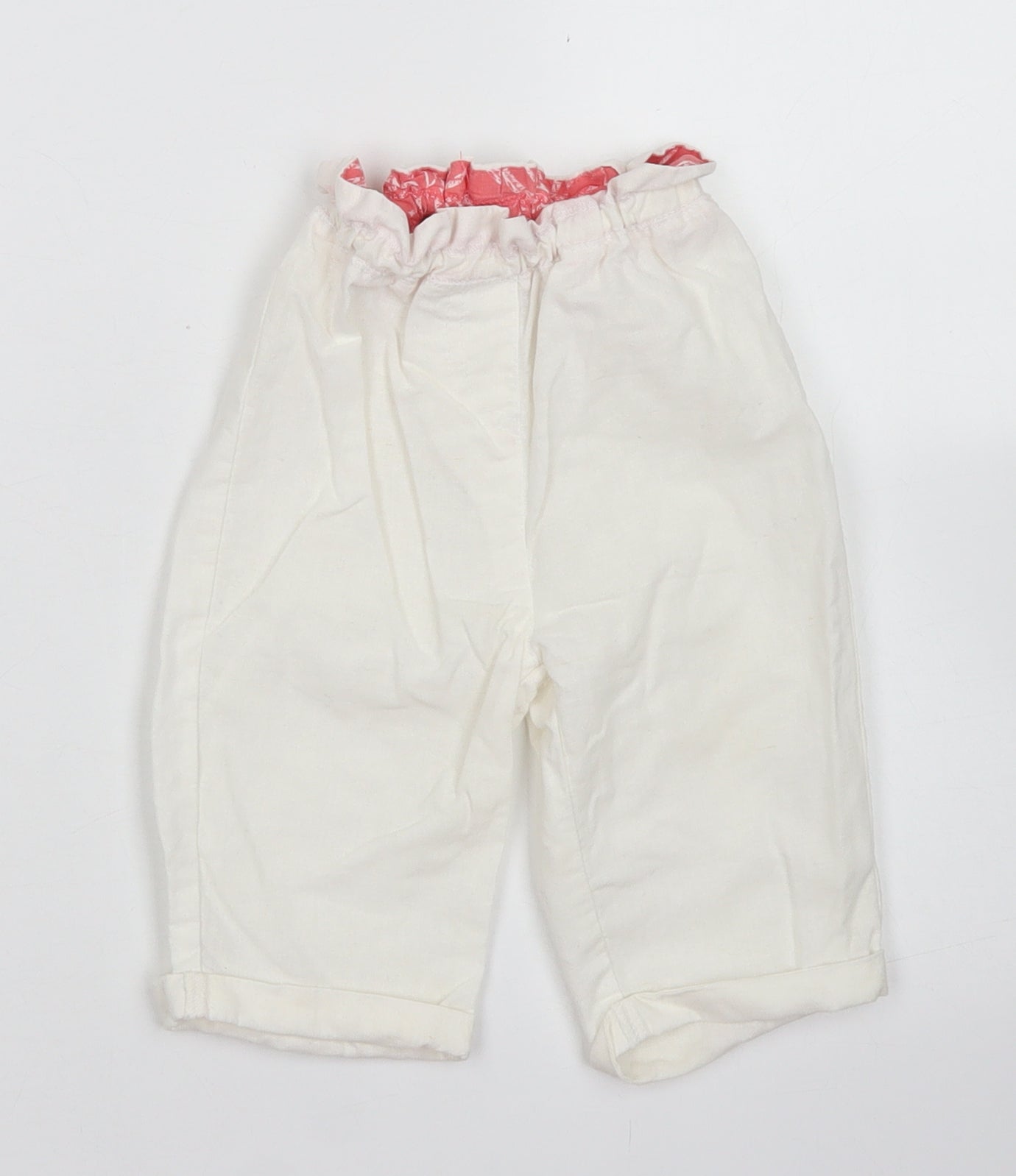 NEXT Girls White  Linen Cargo Trousers Size 12-18 Months