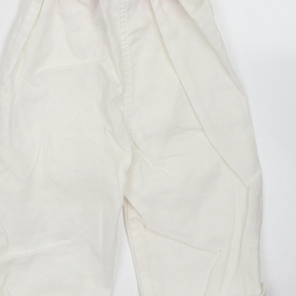 NEXT Girls White  Linen Cargo Trousers Size 12-18 Months