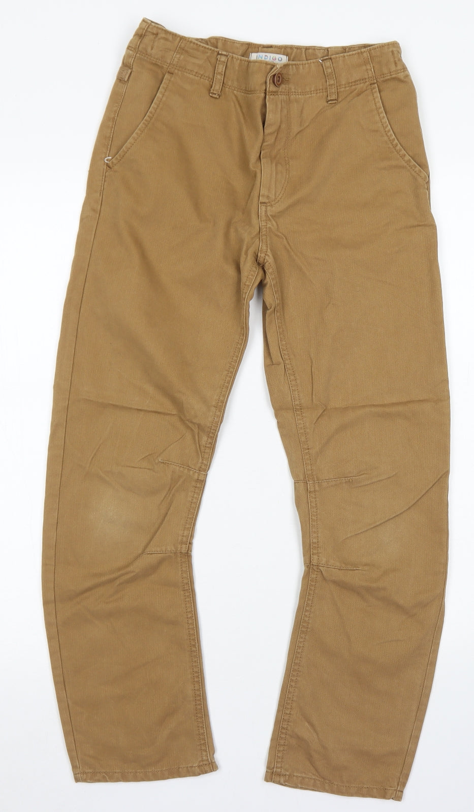 Indigo Collection Boys Brown  Cotton Chino Trousers Size 11 Years  Regular Button