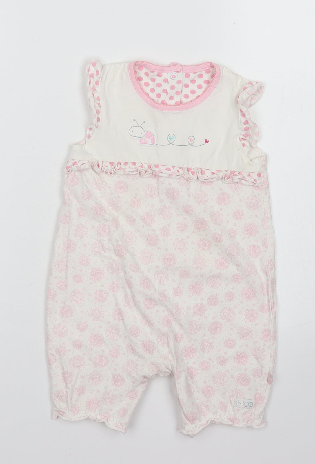 Mothercare Girls Pink Paisley Cotton Romper One-Piece Size 9-12 Months  Snap - Snail