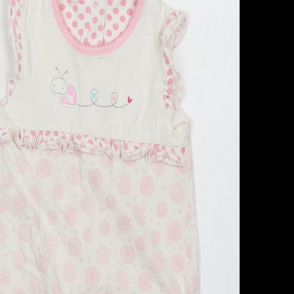 Mothercare Girls Pink Paisley Cotton Romper One-Piece Size 9-12 Months  Snap - Snail