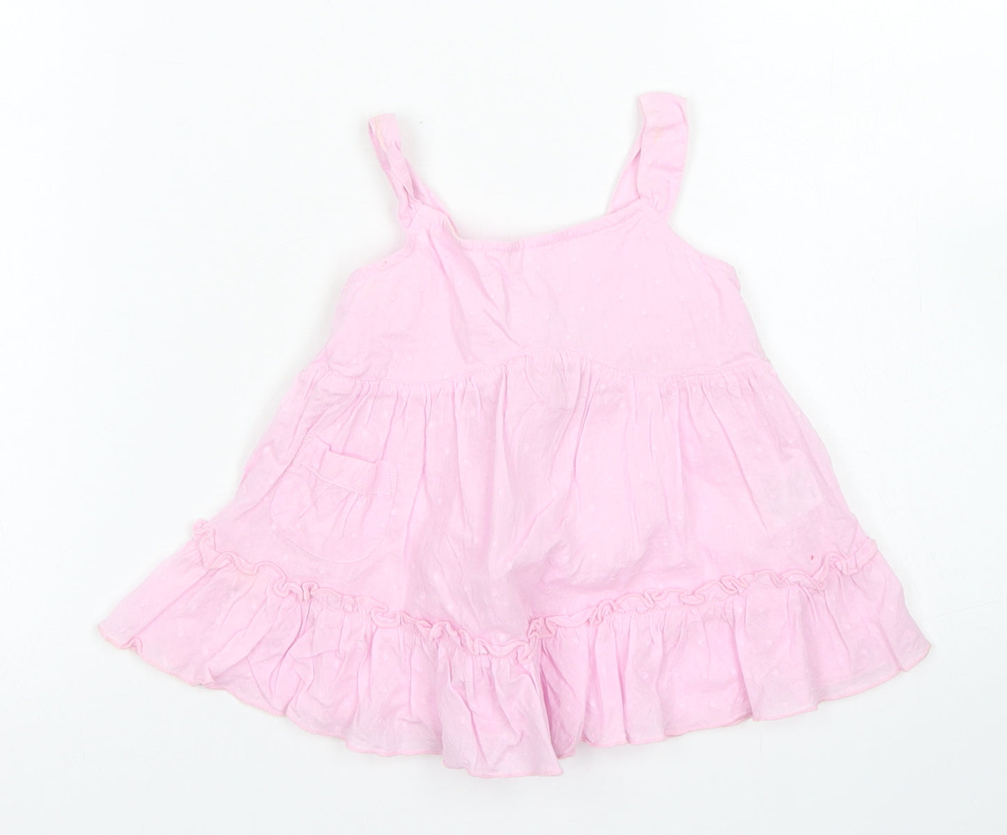 NEXT Girls Pink  Cotton Tunic Tank Size 6-9 Months Square Neck