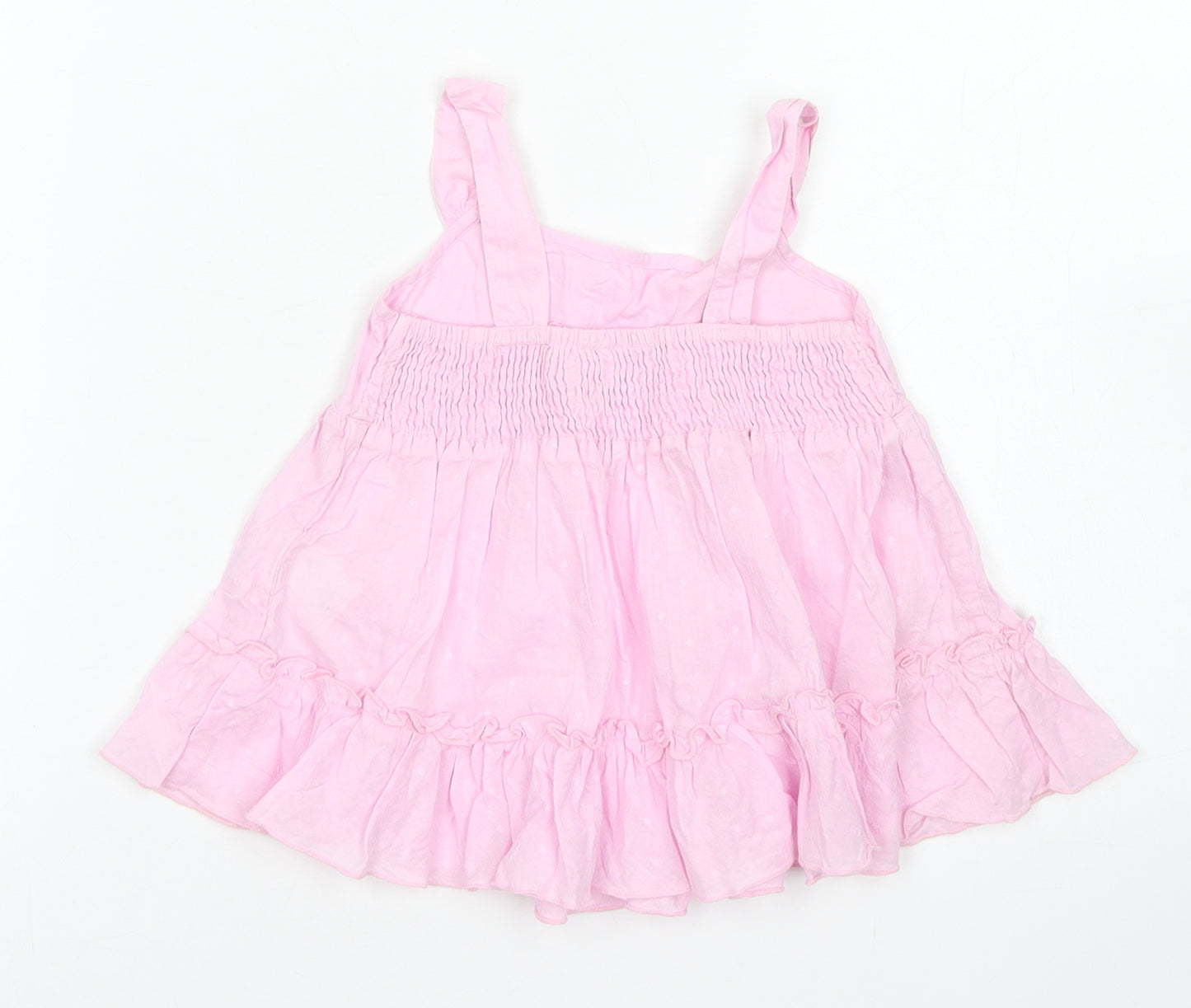 NEXT Girls Pink  Cotton Tunic Tank Size 6-9 Months Square Neck