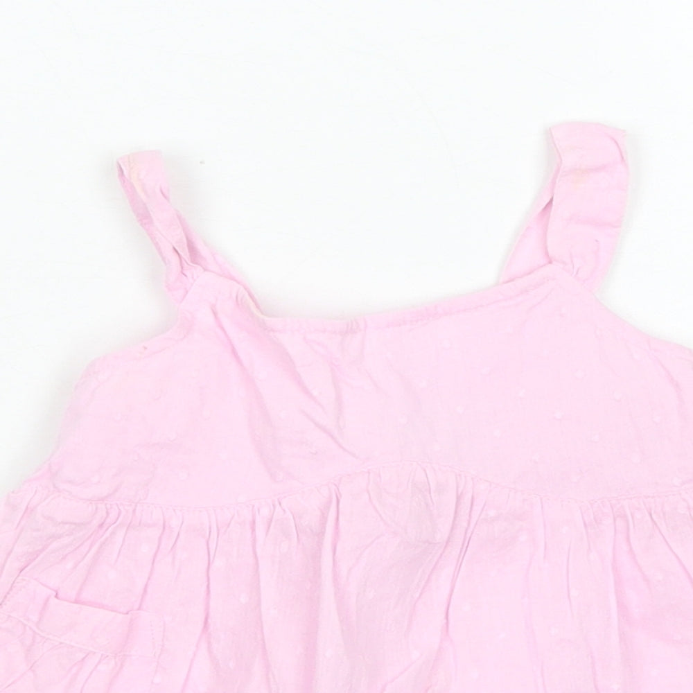 NEXT Girls Pink  Cotton Tunic Tank Size 6-9 Months Square Neck