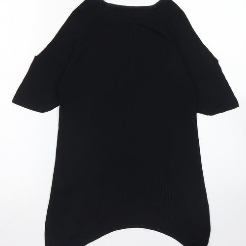 Warehouse Womens Black  Viscose Basic Blouse Size 8 Crew Neck