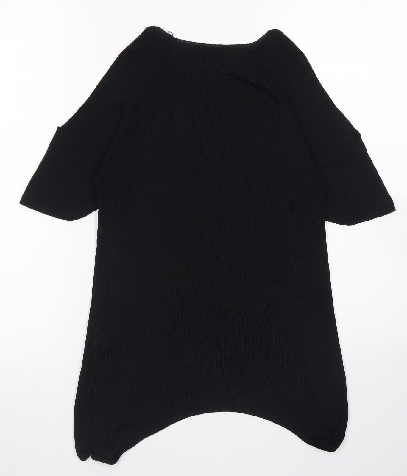 Warehouse Womens Black  Viscose Basic Blouse Size 8 Crew Neck