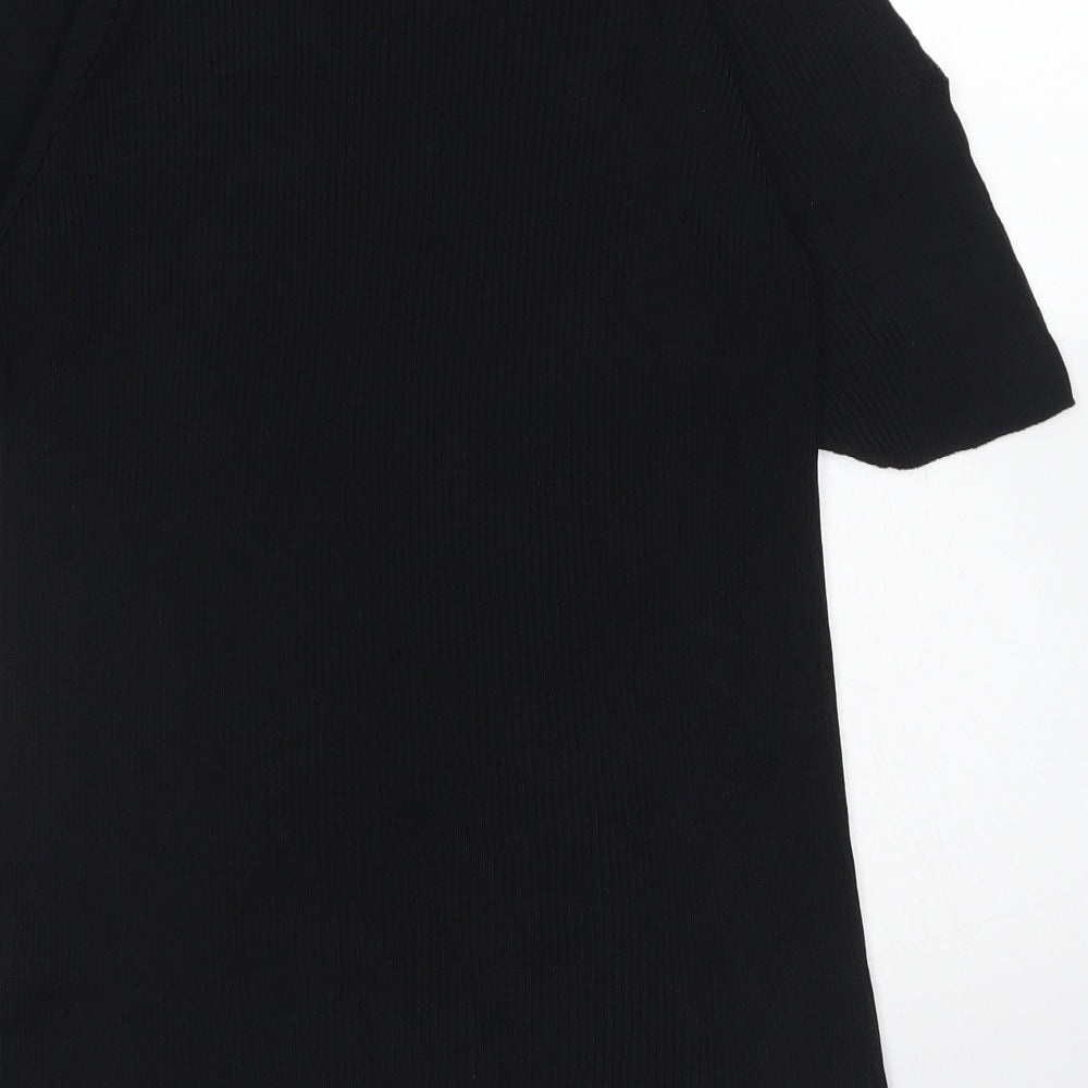 Warehouse Womens Black  Viscose Basic Blouse Size 8 Crew Neck