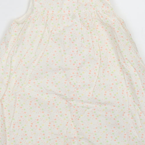 George Girls Pink Floral Cotton A-Line  Size 12-18 Months  Crew Neck Button - Disney Bambi
