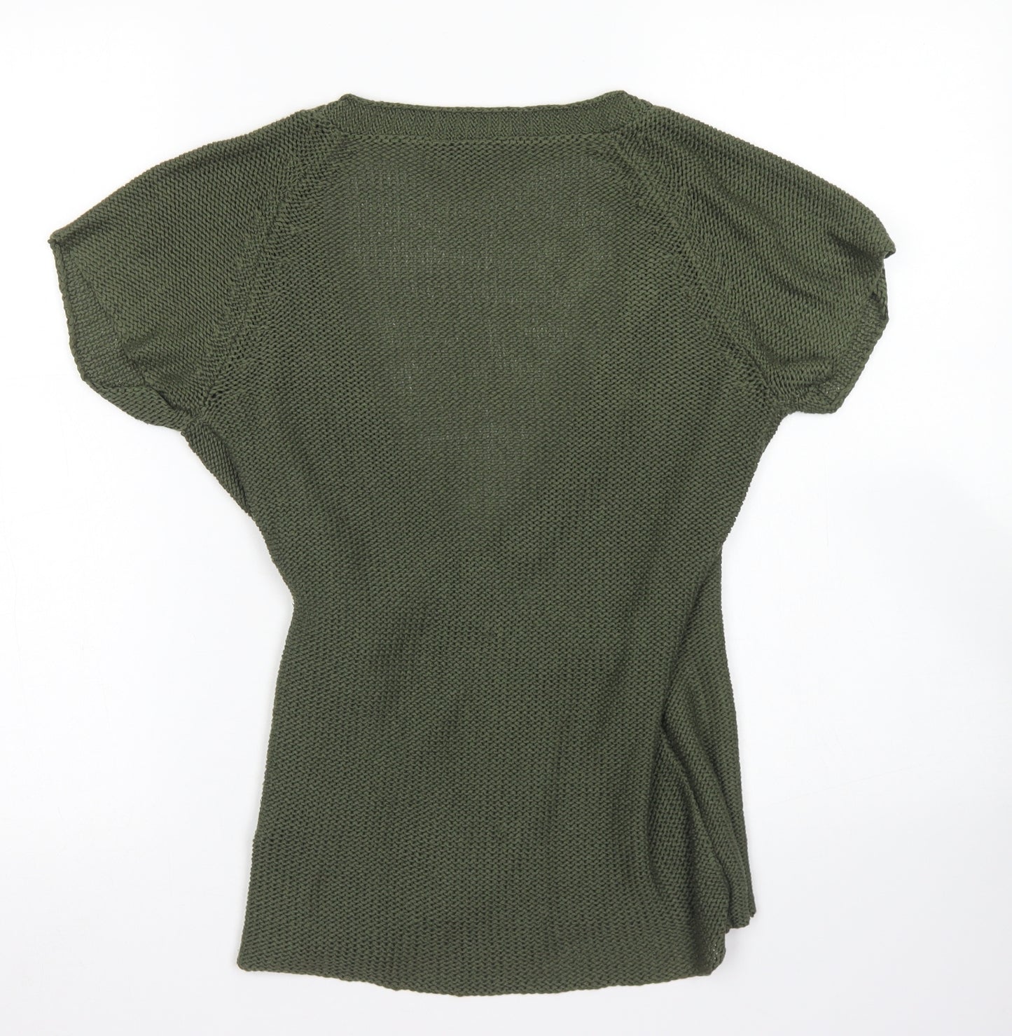 TU Womens Green V-Neck  Acrylic Wrap Jumper Size 8