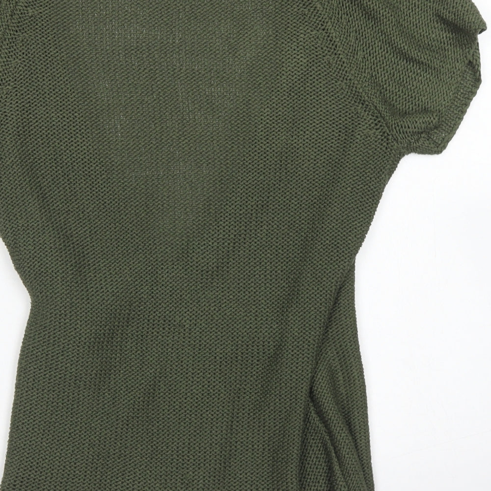 TU Womens Green V-Neck  Acrylic Wrap Jumper Size 8