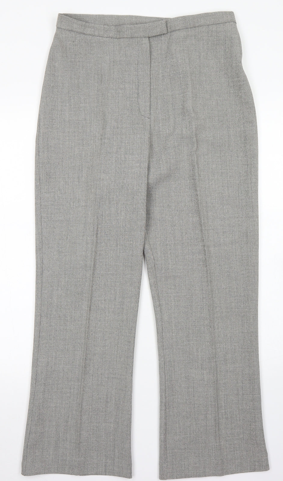 Sarah Hamilton Womens Grey Herringbone Polyester Dress Pants Trousers Size 12 L27 in Regular Hook & Eye