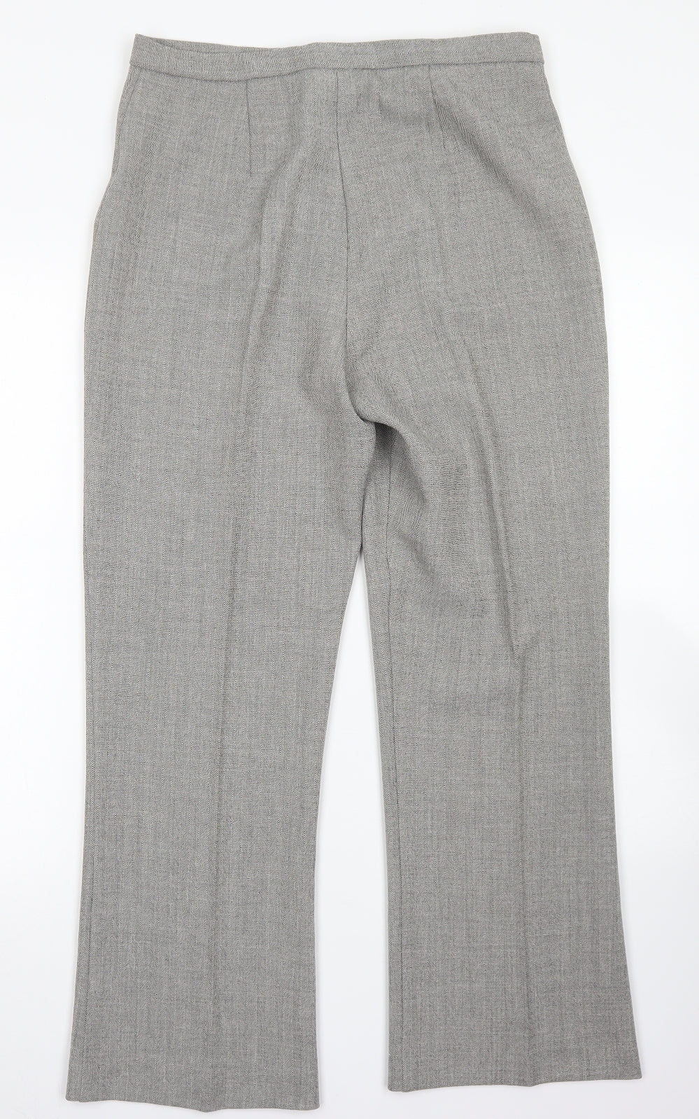 Sarah Hamilton Womens Grey Herringbone Polyester Dress Pants Trousers Size 12 L27 in Regular Hook & Eye