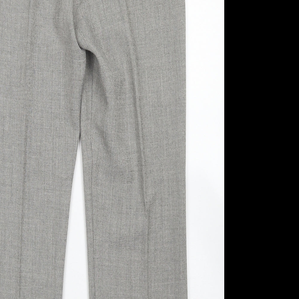 Sarah Hamilton Womens Grey Herringbone Polyester Dress Pants Trousers Size 12 L27 in Regular Hook & Eye