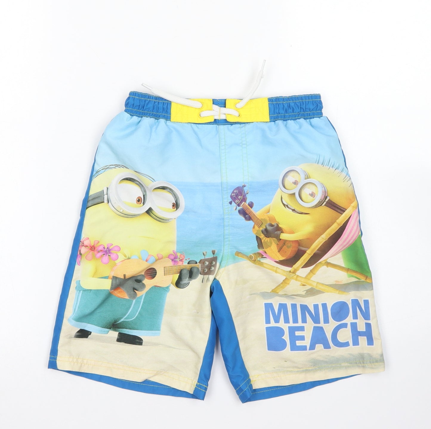 TU Boys Blue  Polyester Sweat Shorts Size 8 Years  Regular Drawstring - Despicable Me Minions, Board Shorts