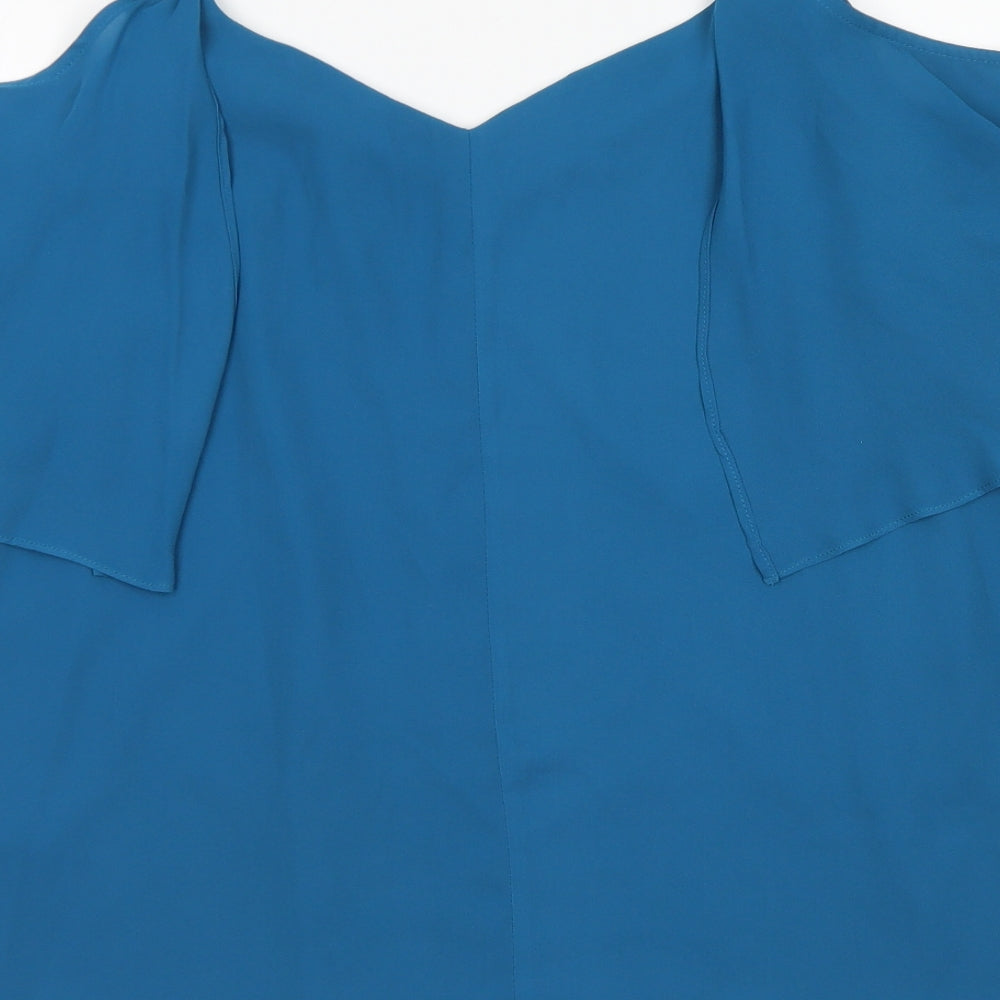 Evans Womens Blue  Polyester Basic Blouse Size 18 V-Neck