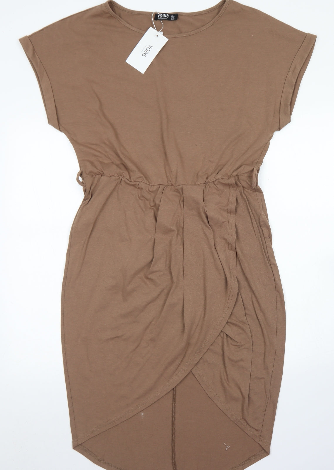 Yoins Womens Brown  Polyester Skater Dress  Size 18  Crew Neck
