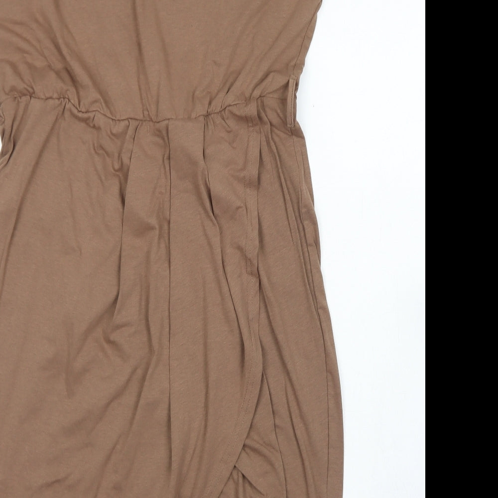 Yoins Womens Brown  Polyester Skater Dress  Size 18  Crew Neck
