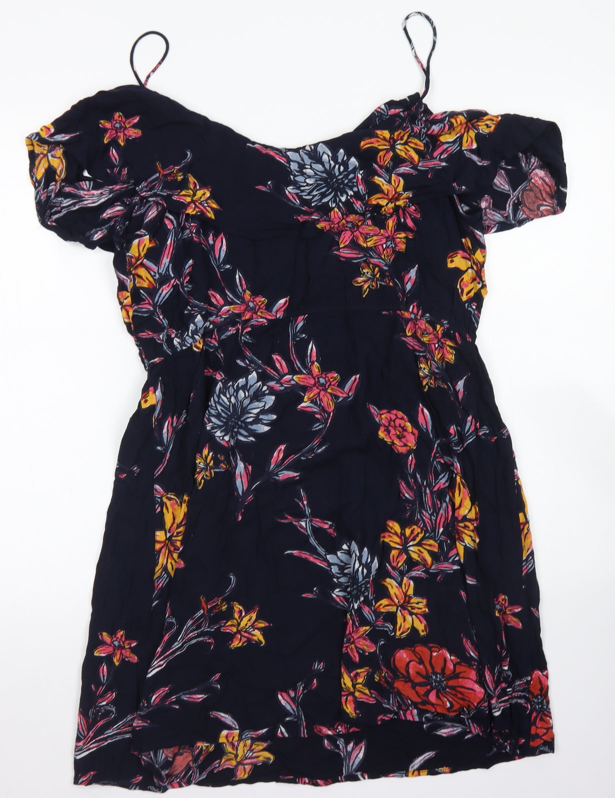 George Womens Blue Floral Viscose Skater Dress  Size 18  Off the Shoulder  - Cold Shoulder