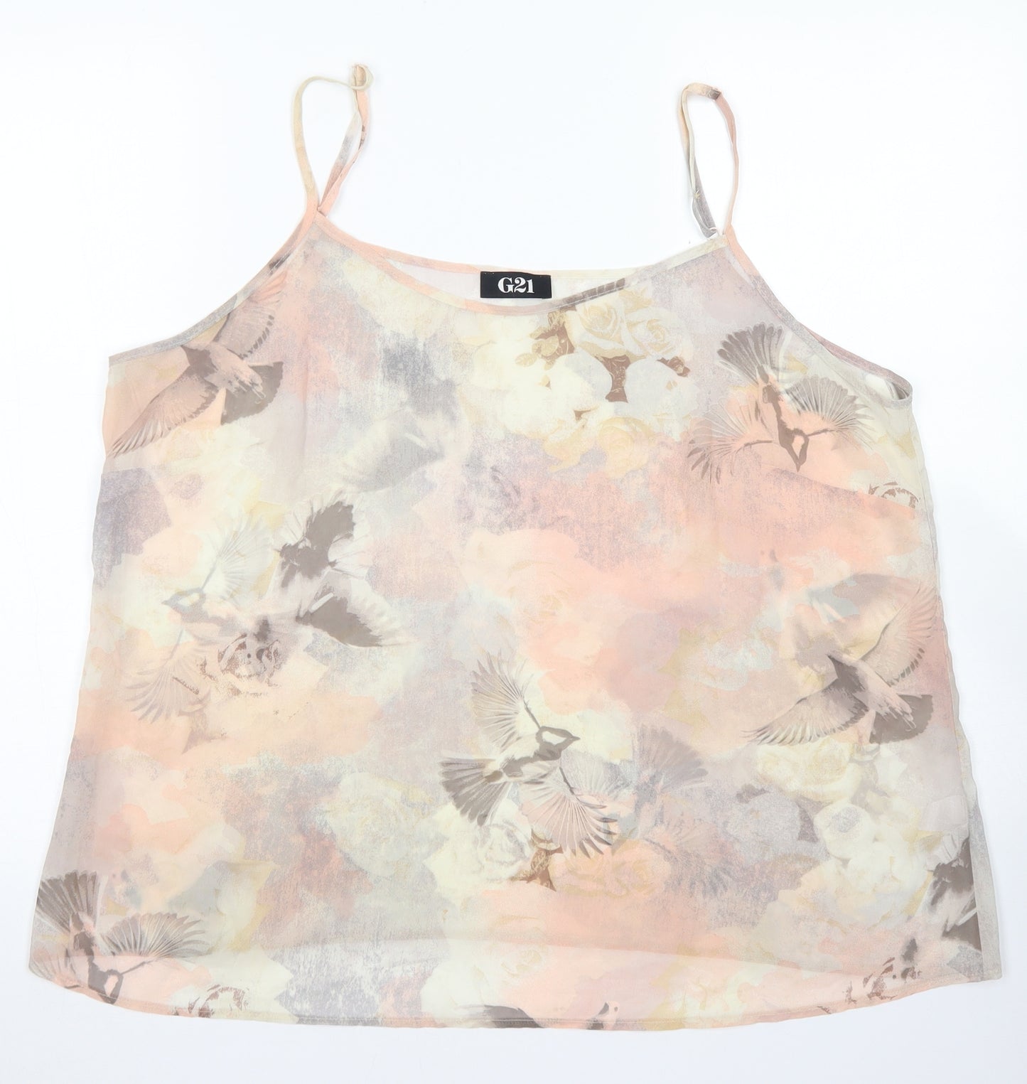 George Womens Pink Floral Polyester Camisole Blouse Size 18 Round Neck