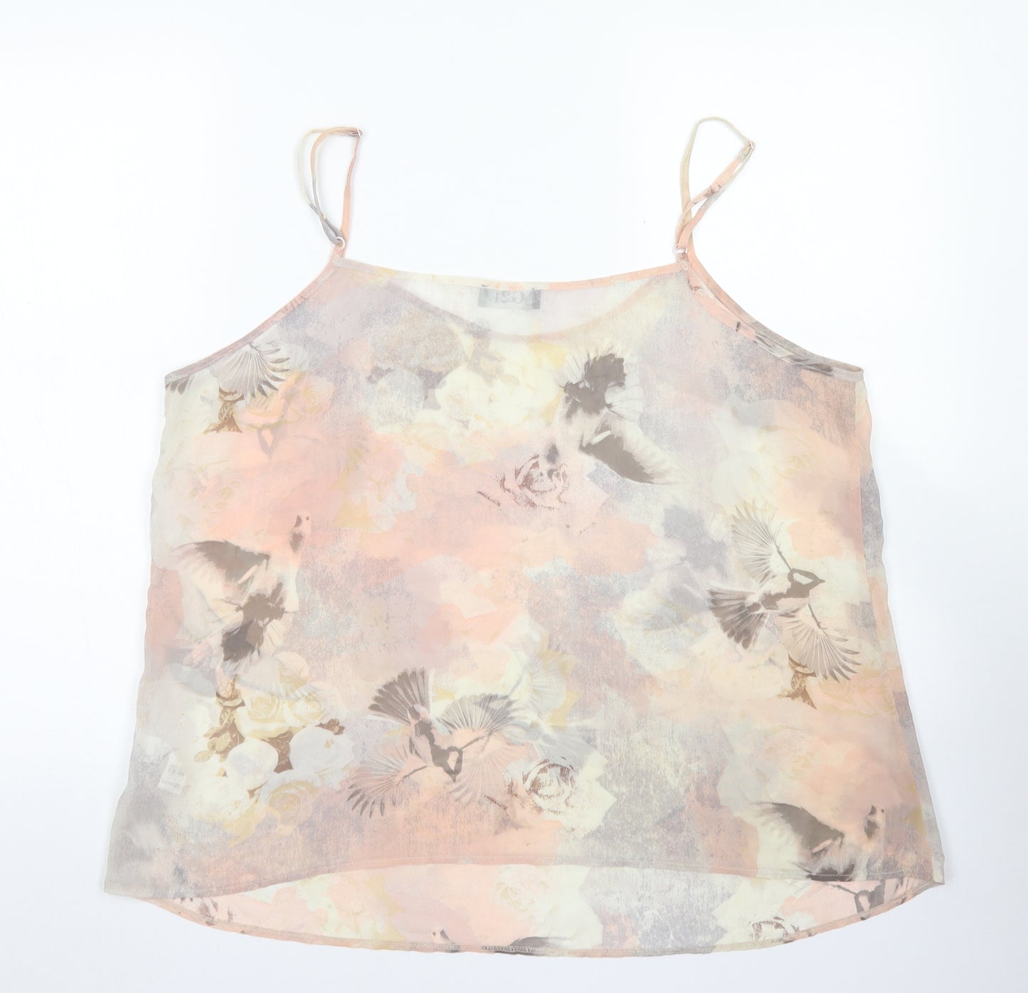 George Womens Pink Floral Polyester Camisole Blouse Size 18 Round Neck