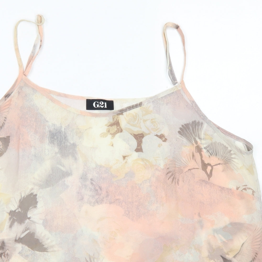 George Womens Pink Floral Polyester Camisole Blouse Size 18 Round Neck