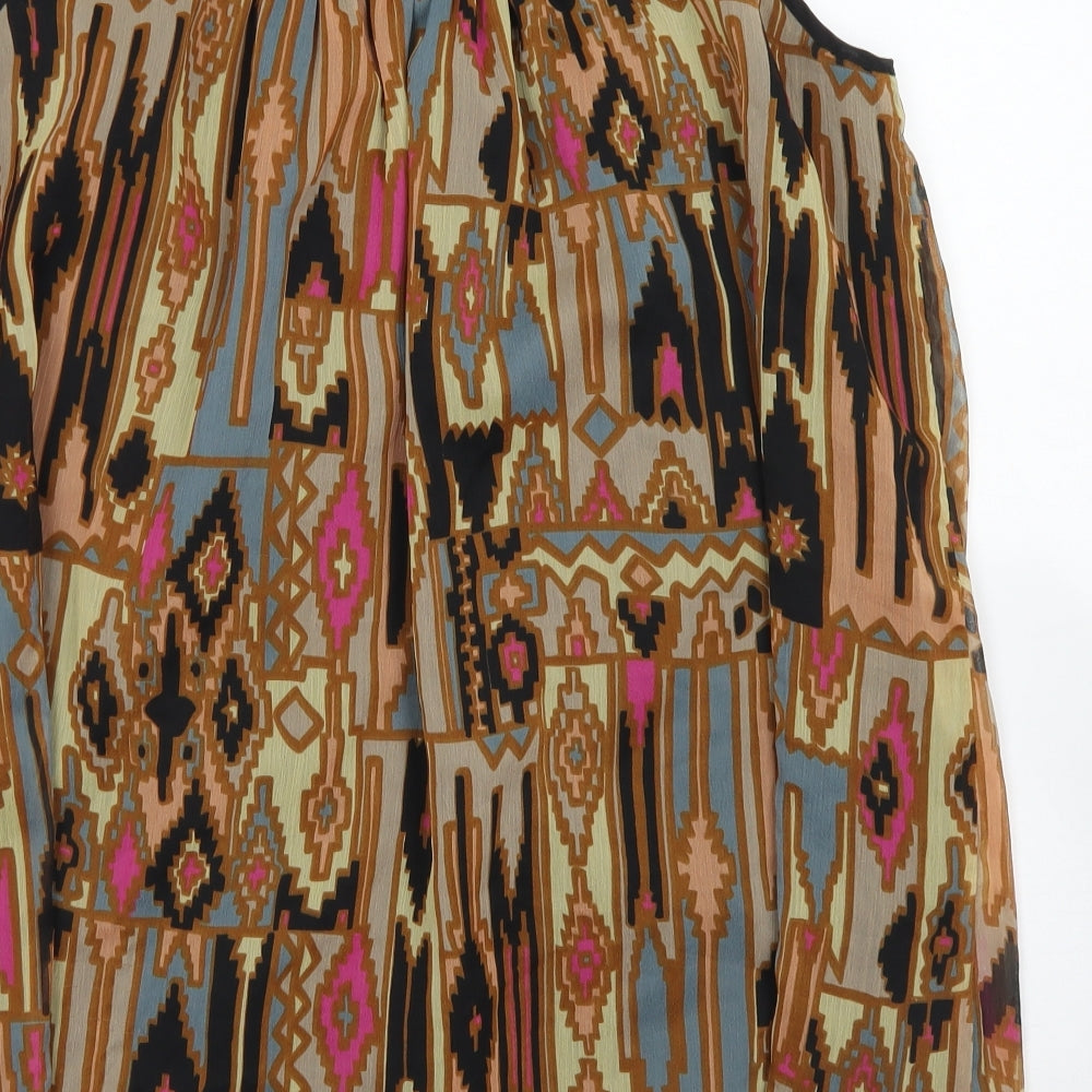 ASOS Womens Brown Geometric Polyester Camisole Blouse Size 20 Round Neck