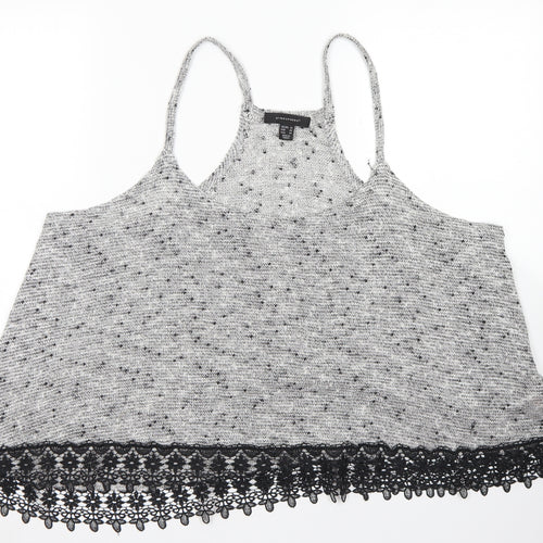 Atmosphere Womens Grey  Acrylic Cropped Tank Size 18 Round Neck - Lace edging