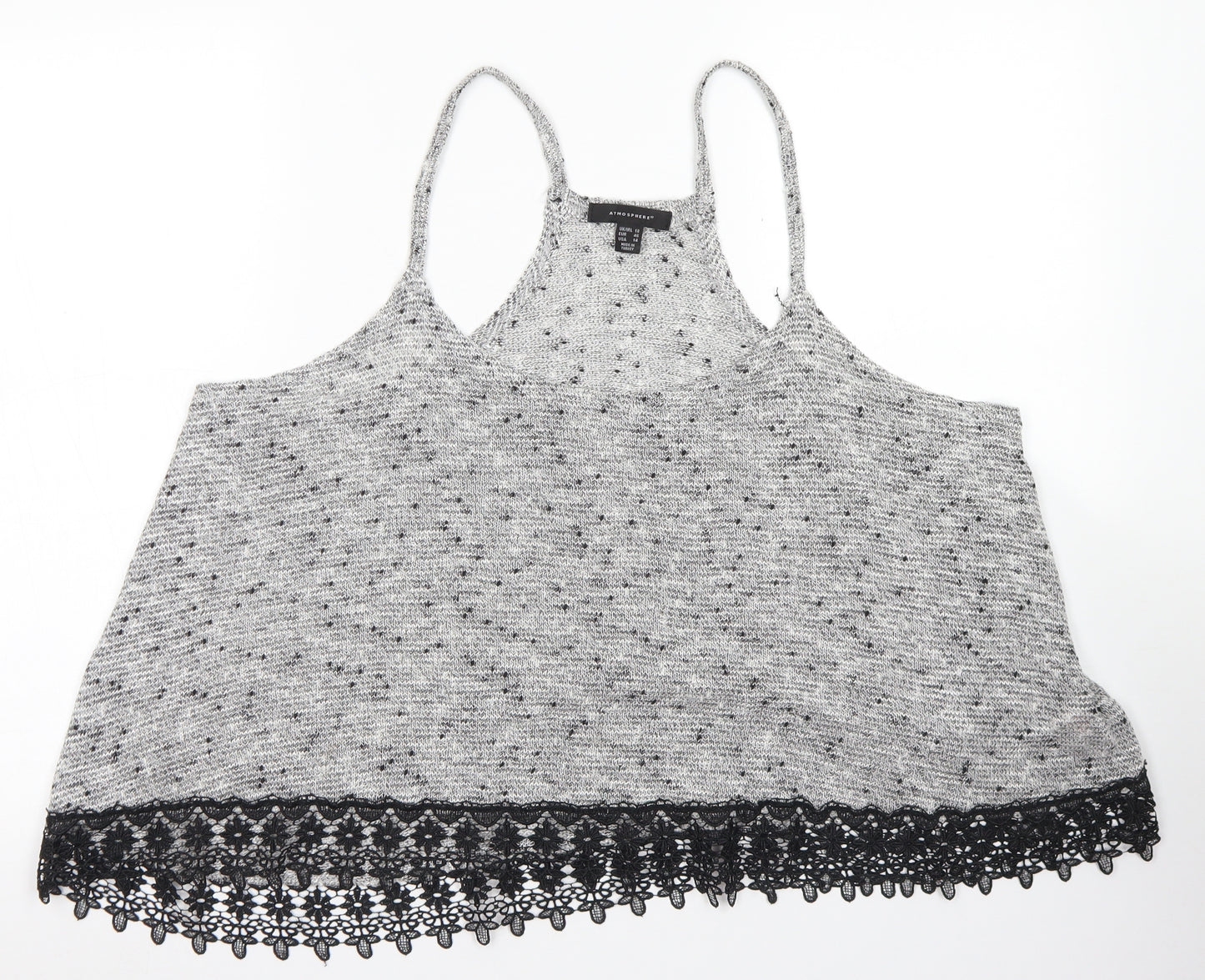 Atmosphere Womens Grey  Acrylic Cropped Tank Size 18 Round Neck - Lace edging
