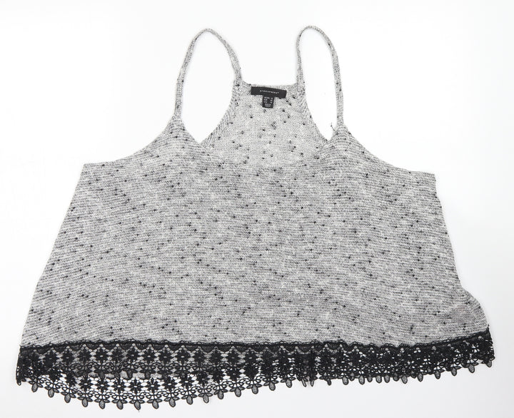 Atmosphere Womens Grey  Acrylic Cropped Tank Size 18 Round Neck - Lace edging
