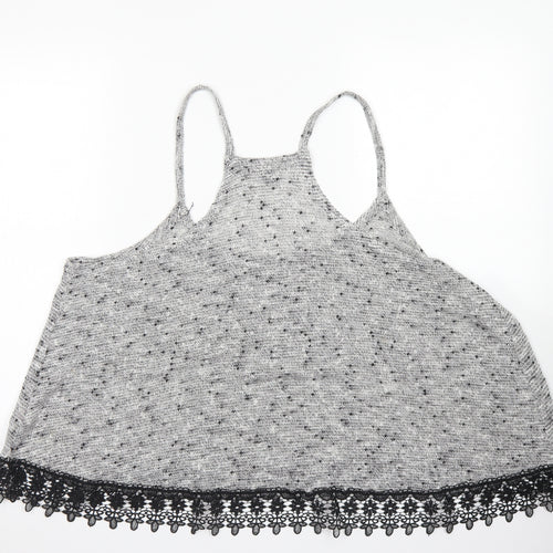Atmosphere Womens Grey  Acrylic Cropped Tank Size 18 Round Neck - Lace edging