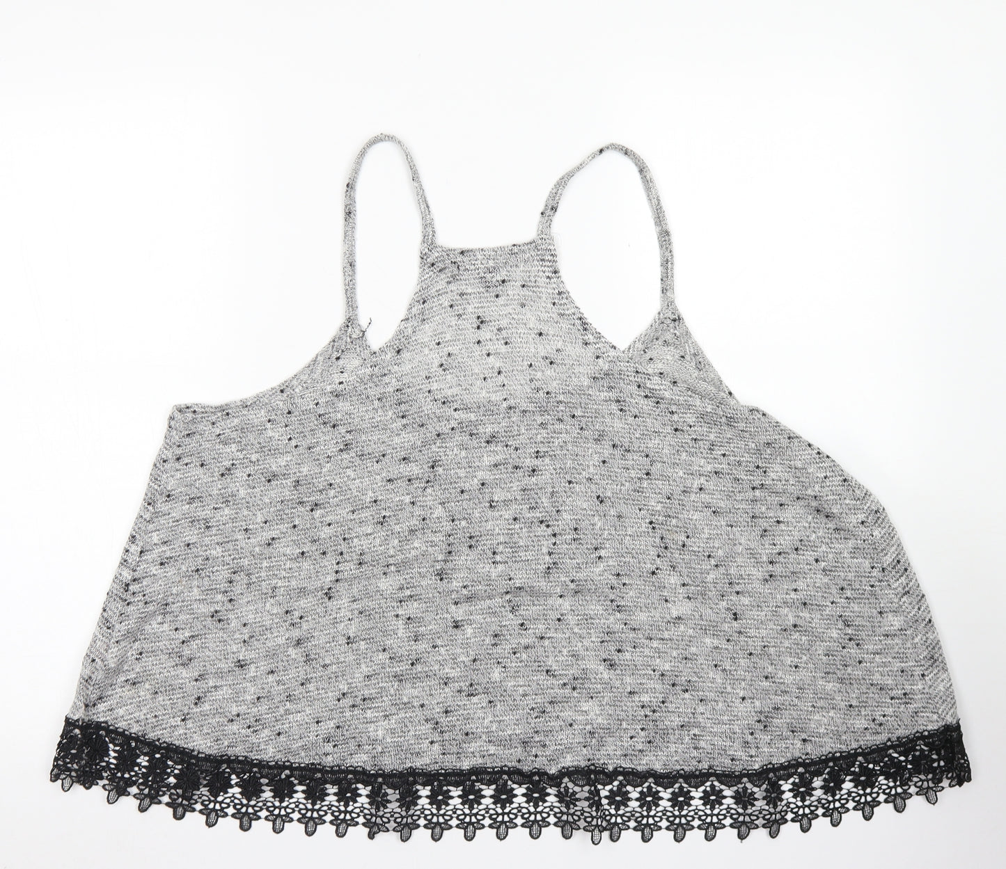 Atmosphere Womens Grey  Acrylic Cropped Tank Size 18 Round Neck - Lace edging