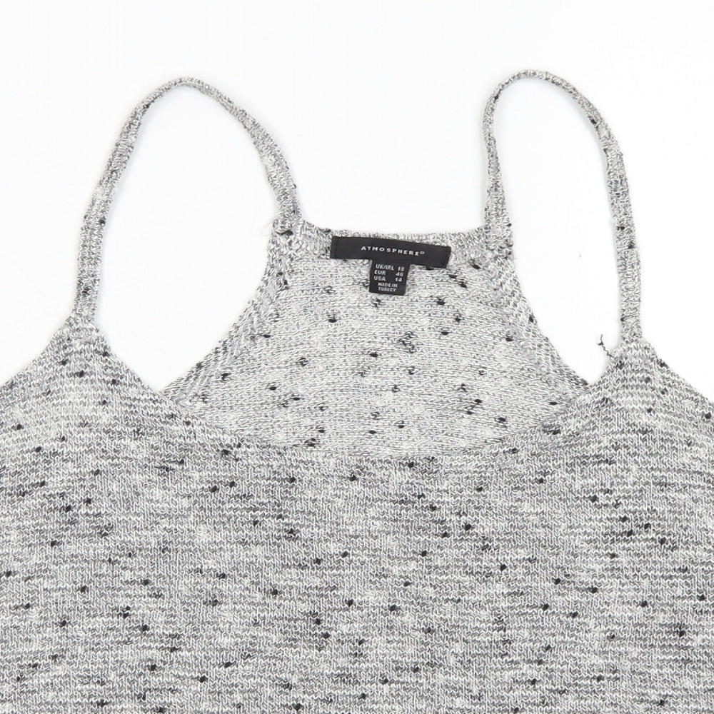 Atmosphere Womens Grey  Acrylic Cropped Tank Size 18 Round Neck - Lace edging