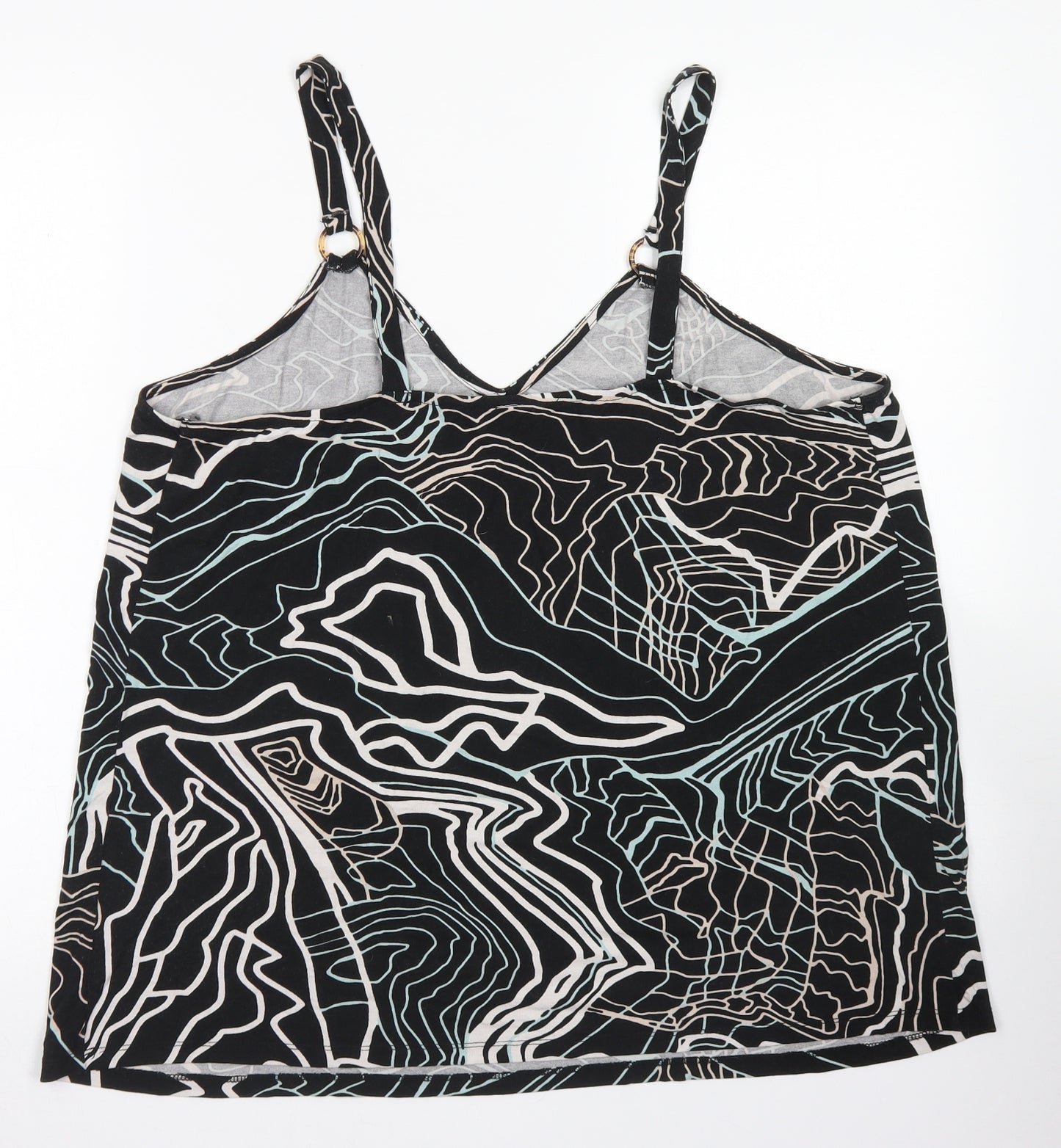 TU Womens Black Geometric Viscose Camisole Blouse Size 18 V-Neck